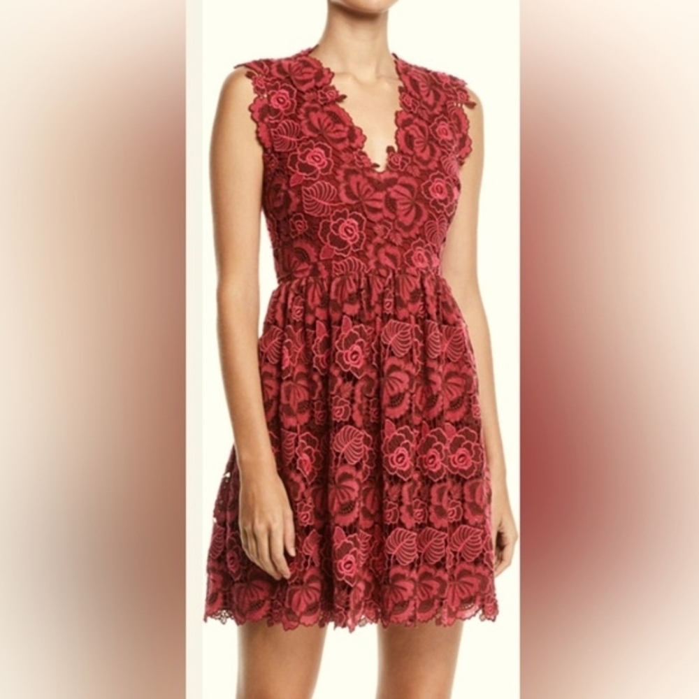 Kate Spade Red Floral Lace Dress